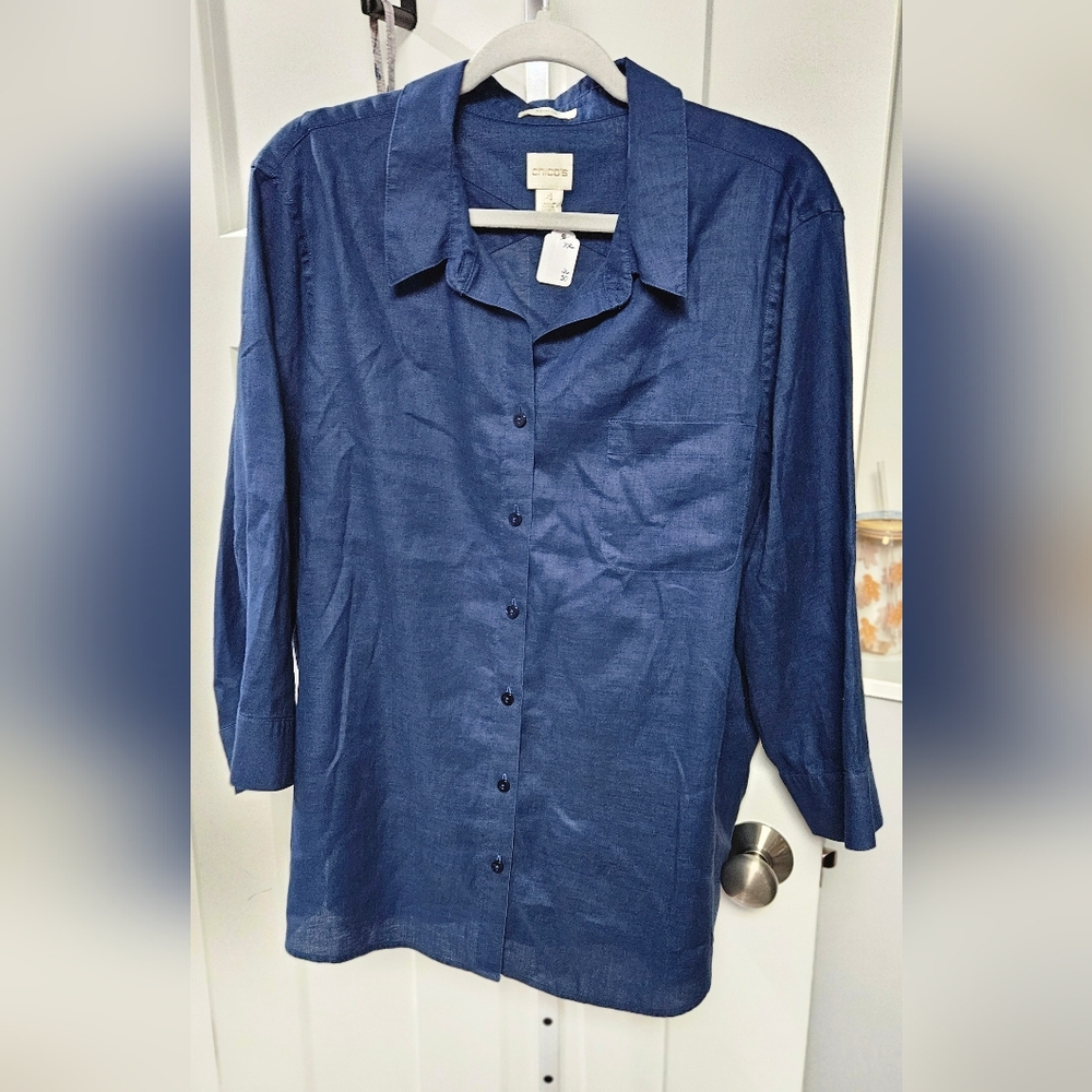 Chico's Blue Button Down Shirt - image 2
